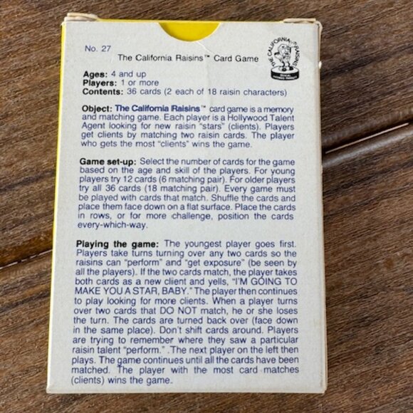 THE CALIFORNIA RAISINS CARD GAME VINTAGE 1987 - Picture 2 of 11